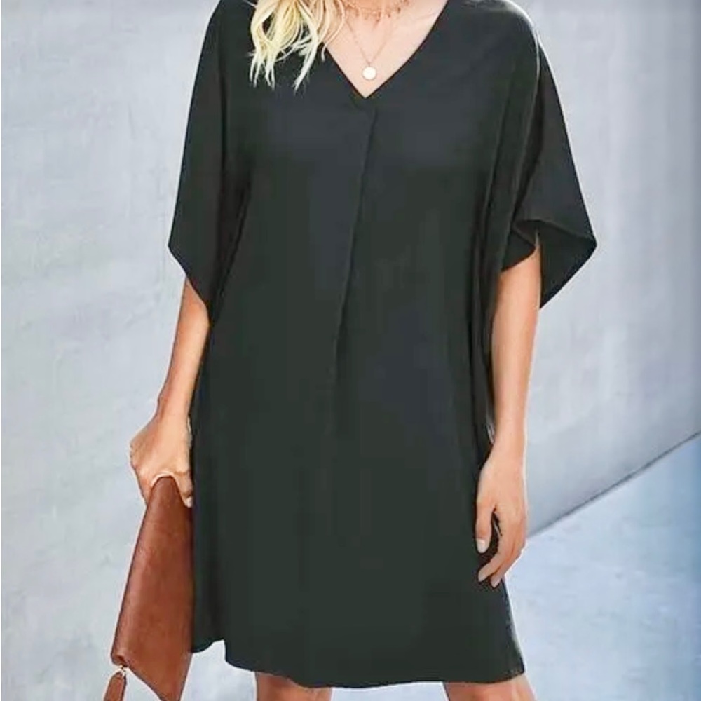 NWOT Elings classic little black dress. V neck, cape sleeve LARGE - Picture 3 of 6